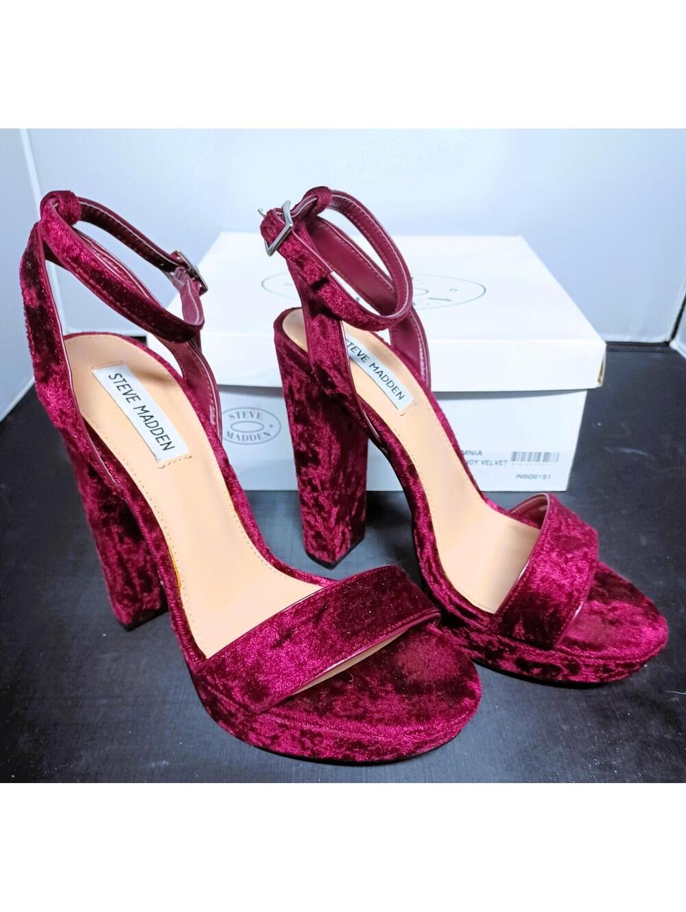 Steve Madden Insomnia womens sz 8.5 burgundy velvet heels